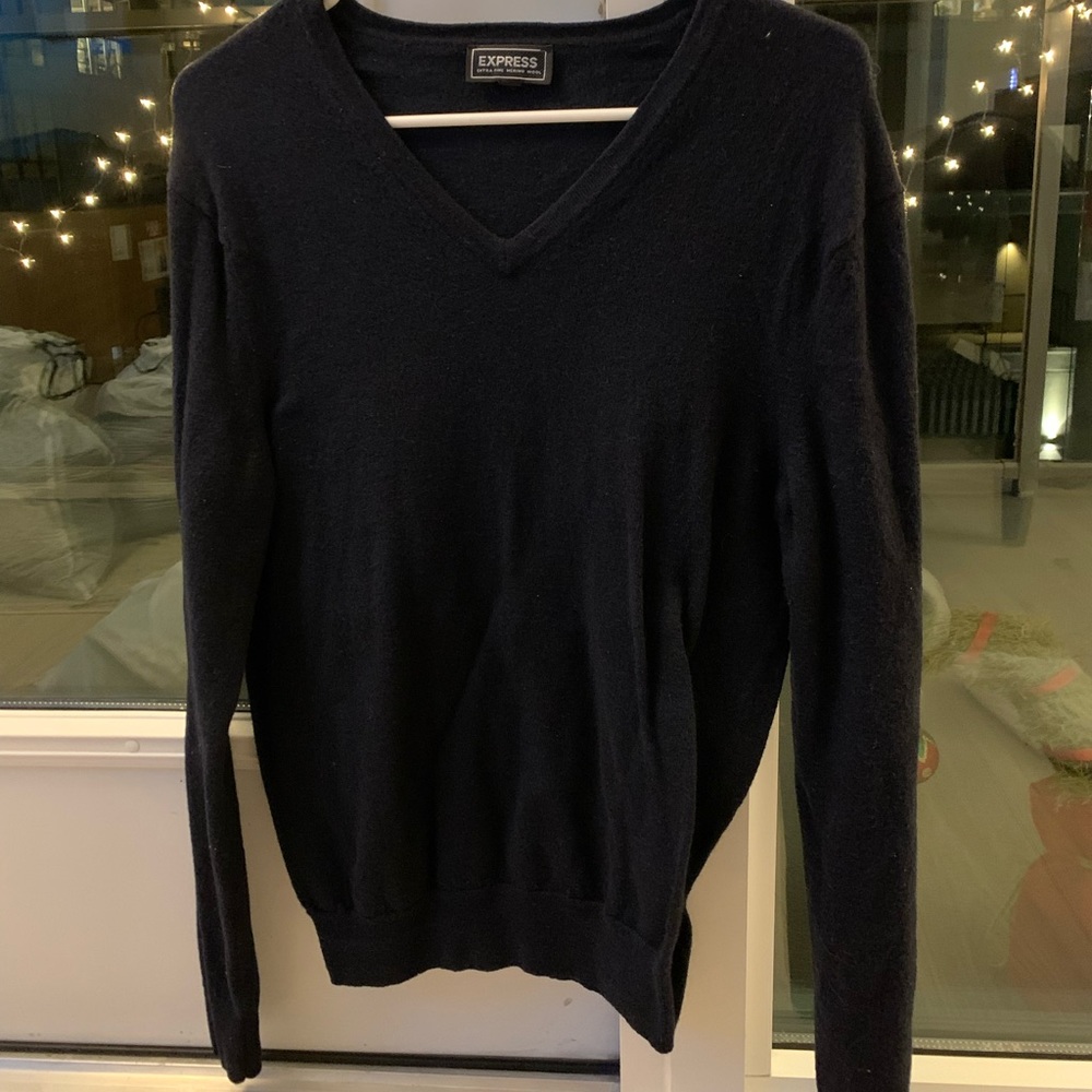 Express mens merino wool dark blue sweater - size L